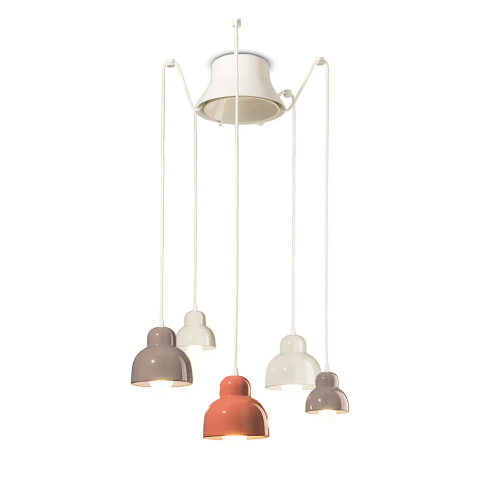 Pendant Lamp with 5 Colored Elements Made in Italy - Berimbau Viadurini