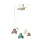 Pendant Lamp with 5 Colored Elements Made in Italy - Berimbau Viadurini