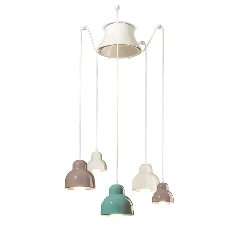 Pendant Lamp with 5 Colored Elements Made in Italy - Berimbau Viadurini