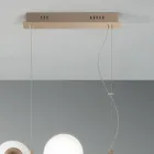 Suspension Lamp with 5 Lights in Metal and Modern Blown Glass - Birga Viadurini