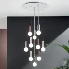 Suspension Lamp with 6 or 10 Lights in Cement and Blown Glass - Duster Viadurini