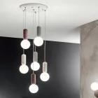 Suspension Lamp with 6 or 10 Lights in Cement and Blown Glass - Duster Viadurini