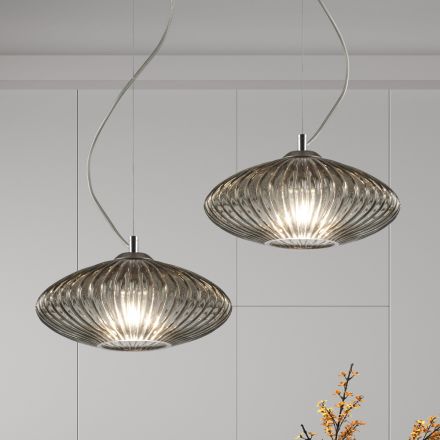 Handmade Blown Glass Suspension Lamp in Venice - Dafne Viadurini