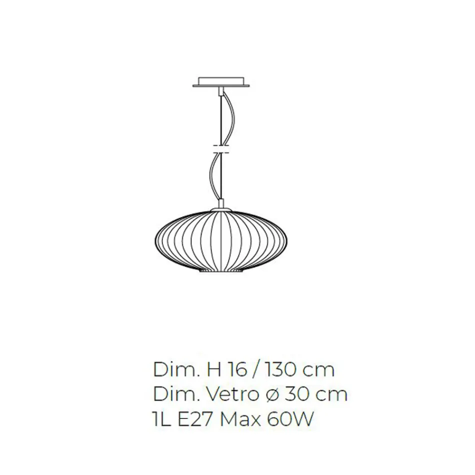 Handmade Blown Glass Suspension Lamp in Venice - Dafne Viadurini