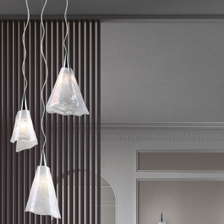 Handcrafted Venetian Blown Glass Suspension Lamp - Chrystal Viadurini