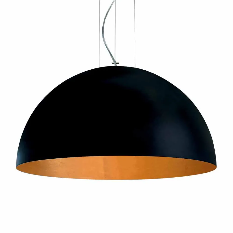 Two-colored suspension lamp in steel, Ø60xh.30xL.80cm cable, Tara Viadurini