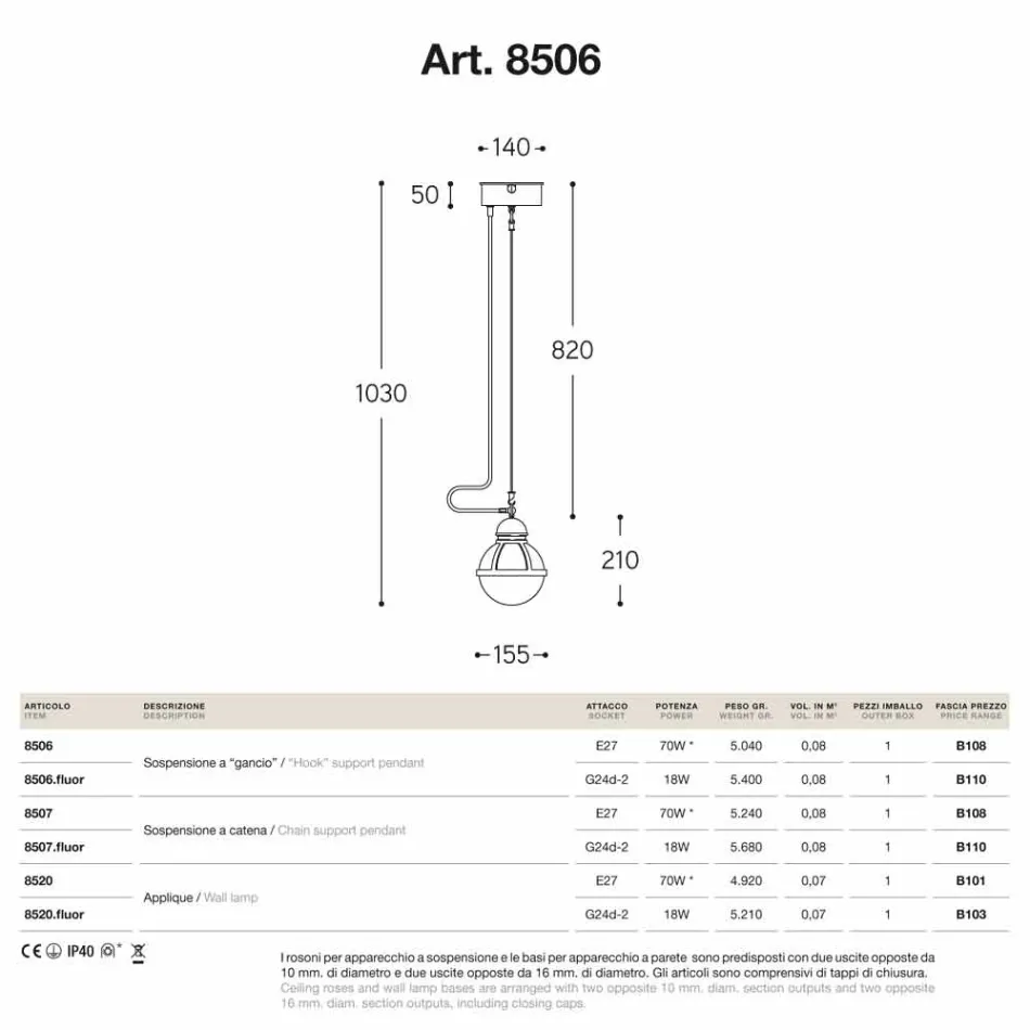 Pendant lamp Waterproofing brass and white glass Viadurini