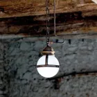 Pendant lamp Waterproofing brass and white glass Viadurini