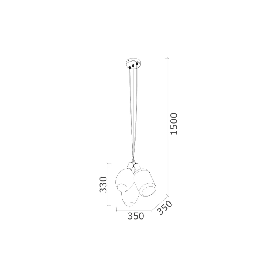 Suspension Lamp with 3 Lights in Metal and Ceramic Glass Made in Italy - Speak Viadurini
