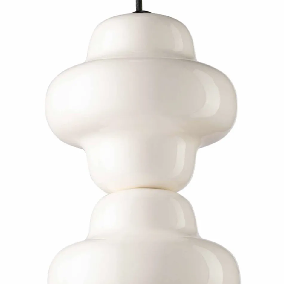 Suspension Lamp with 4 Elements in Ceramic and Glass Made in Italy - Capocabana Viadurini