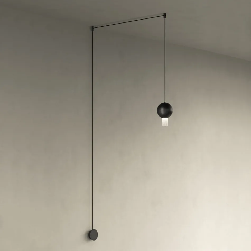 Pendant Lamp with Canneté Glass Cylinders Made in Italy - Oris Viadurini