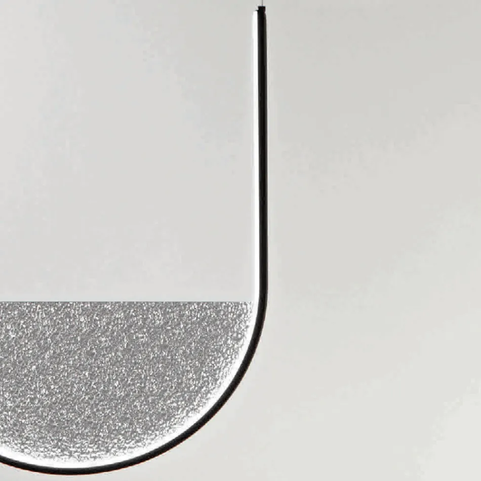 Suspension Lamp with Removable Insert in Granulated Glass - Catalpa Viadurini