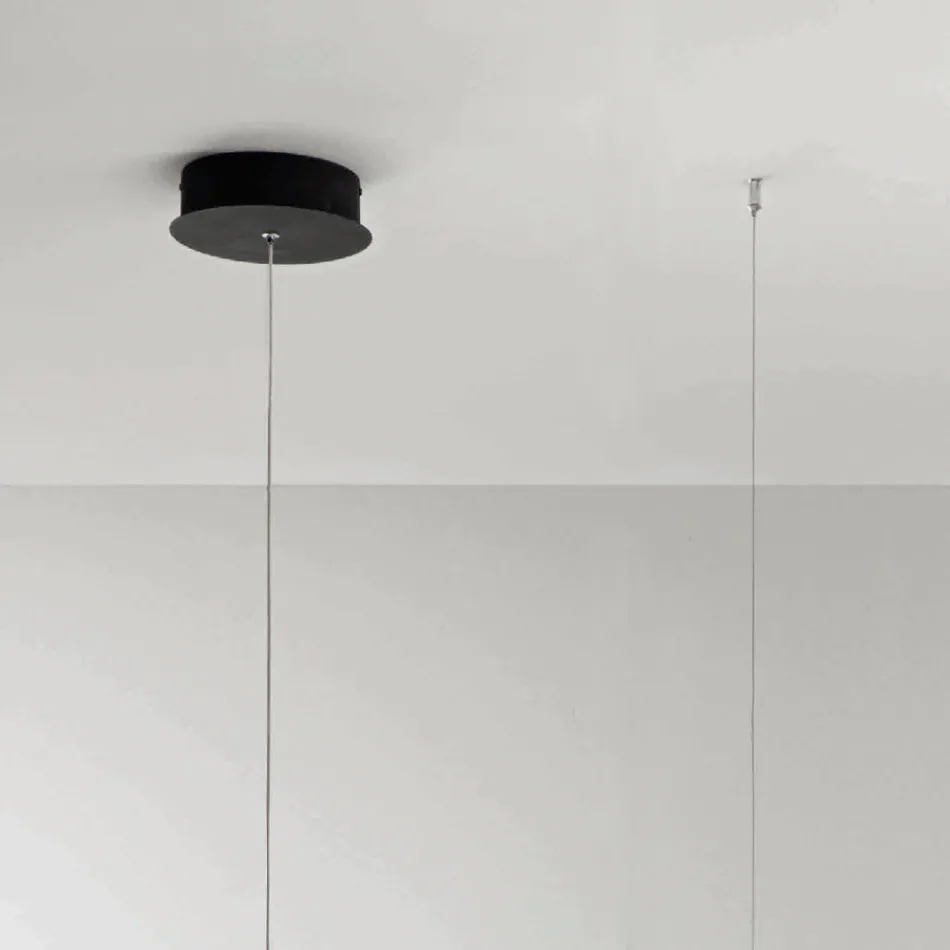 Suspension Lamp with Removable Insert in Granulated Glass - Catalpa Viadurini