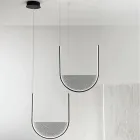 Suspension Lamp with Removable Insert in Granulated Glass - Catalpa Viadurini
