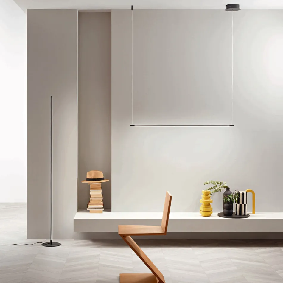 Pendant Lamp with LED Light and Length-Adjustable Cables - Orange Viadurini