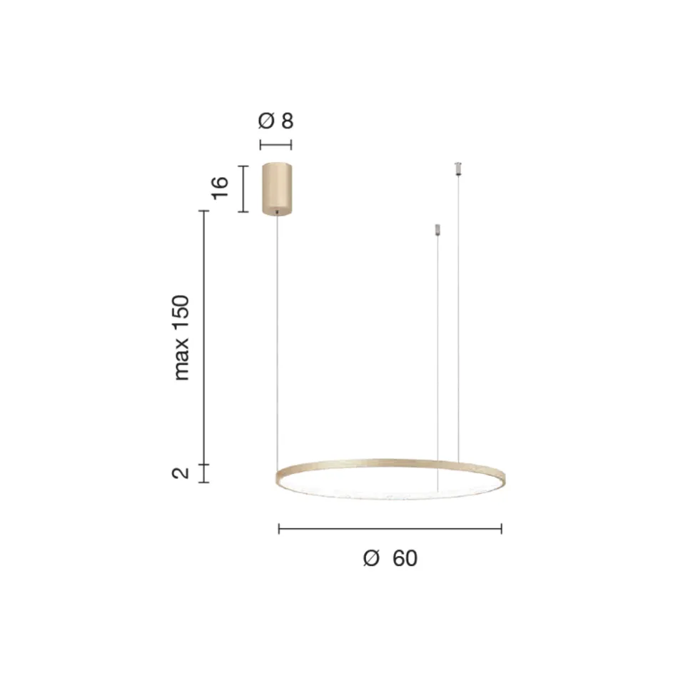 Pendant Lamp with Horizontal Round LED Light in Metal - Mulberry Viadurini