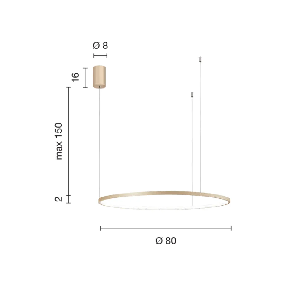 Pendant Lamp with Horizontal Round LED Light in Metal - Mulberry Viadurini