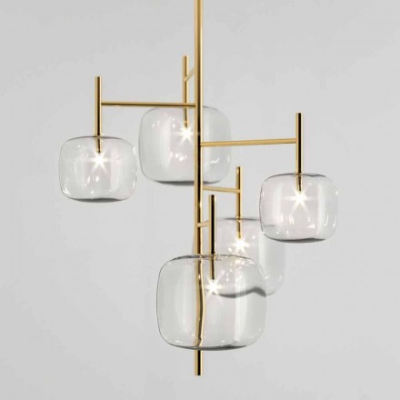 Suspension Lamp with Shiny Metal Structure Made in Italy - Donatina Viadurini