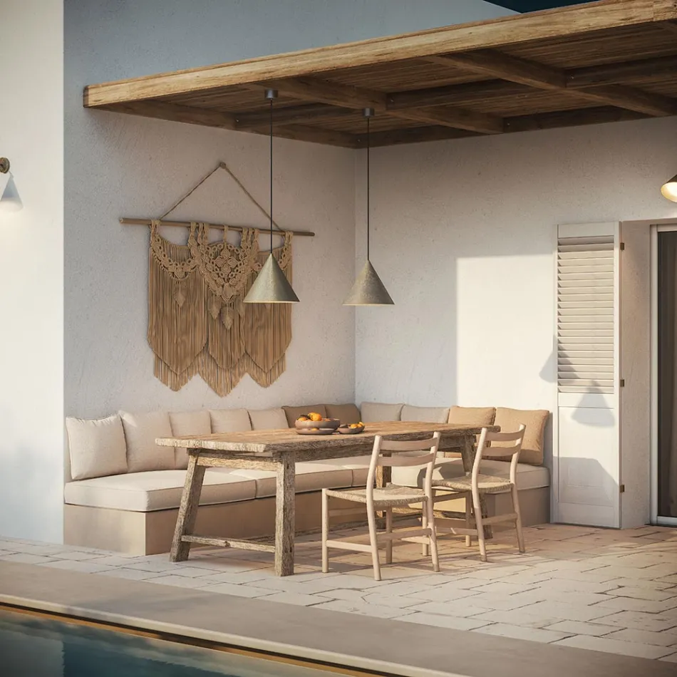 Outdoor Pendant Lamp in Brass Made in Italy - Rain Viadurini