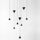 Design Suspension Lamp 5 or 7 Lights Black Aluminum Wire - Mercado Viadurini