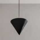 Suspension Lamp Design White Gypsum and Black Aluminum 1 Cone - Tesera Viadurini
