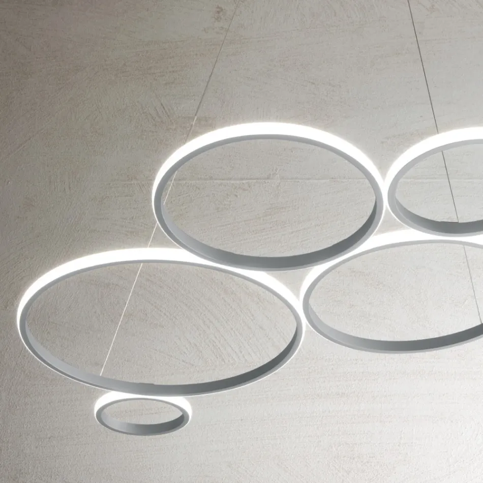 Design Suspension Lamp for Living Room in Silver or Gold Metal - Olimpo Viadurini
