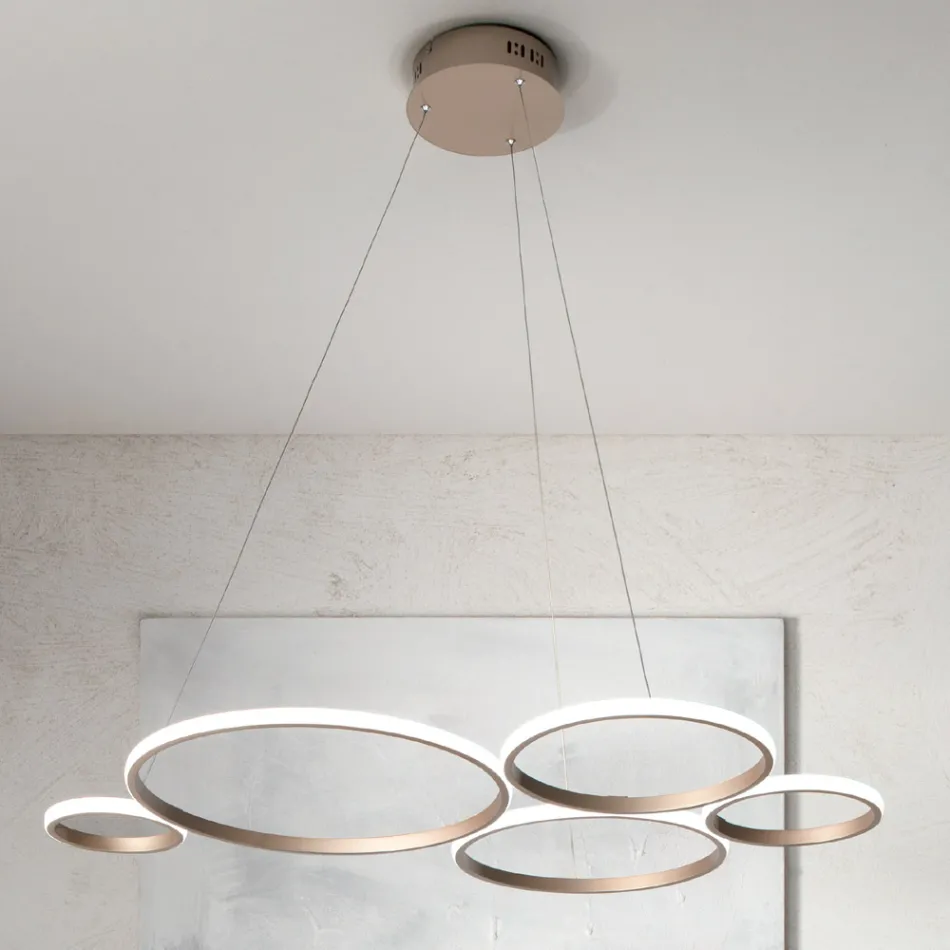 Design Suspension Lamp for Living Room in Silver or Gold Metal - Olimpo Viadurini