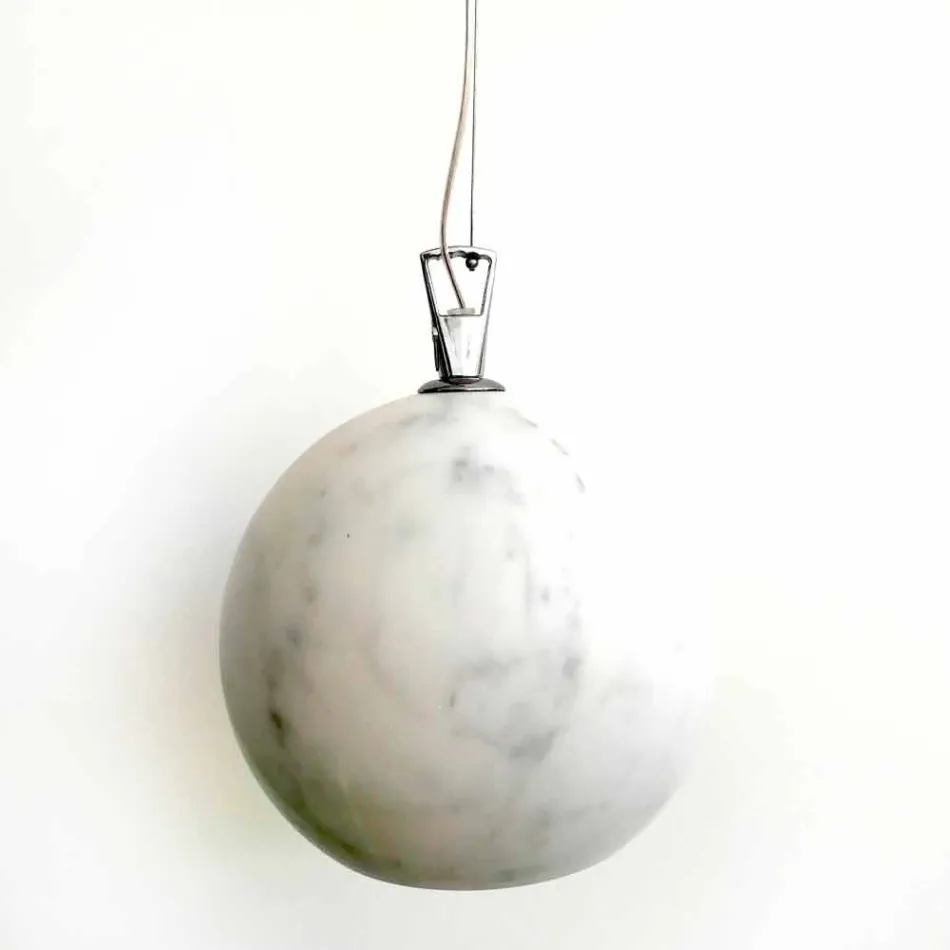 Design Suspension Lamp in White Carrara Marble Made in Italy - Panda Viadurini