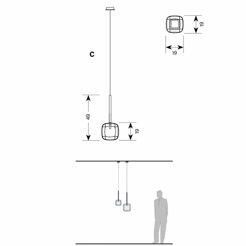 Design Suspension Lamp in Shiny Metal Made in Italy - Donatina Viadurini