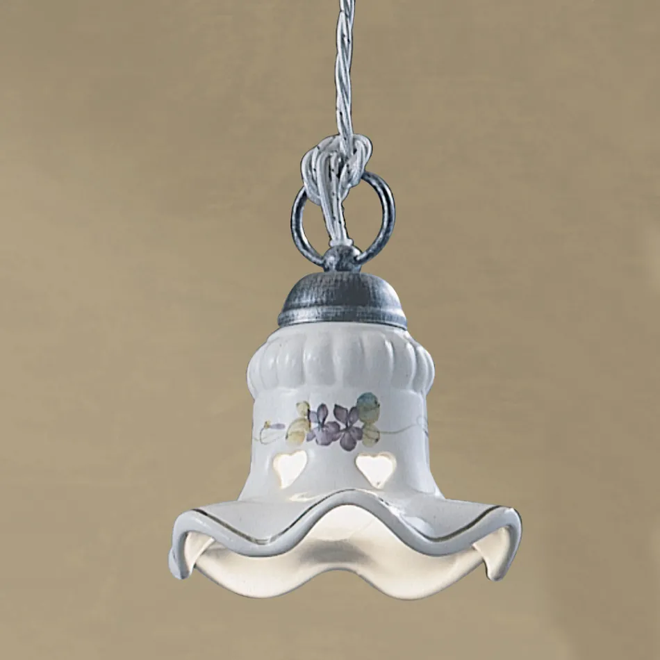 Hand Painted Hand Painted Iron and Ceramic Pendant Lamp - Chieti Viadurini