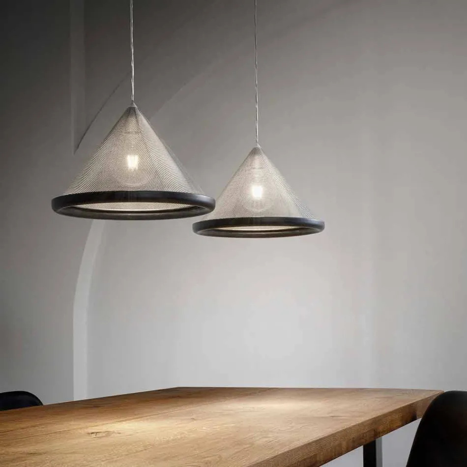 Suspension Lamp in Stainless Steel and Ceramics - Tamiso Aldo Bernardi Viadurini