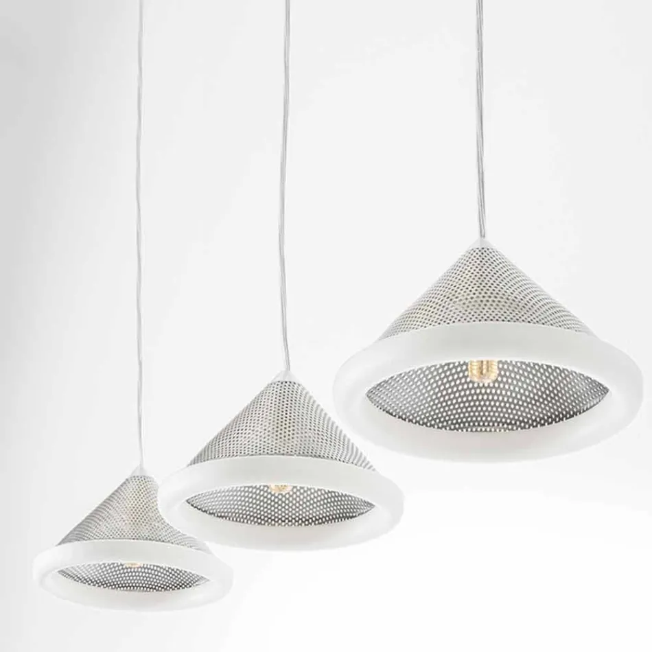 Suspension Lamp in Stainless Steel and Ceramics - Tamiso Aldo Bernardi Viadurini