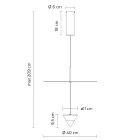 Aluminum Suspension Lamp with White Plate and Black Cone - Padel Viadurini