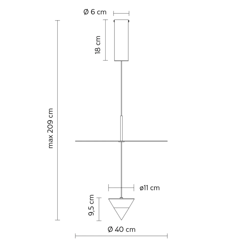 Aluminum Suspension Lamp with White Plate and Black Cone - Padel Viadurini