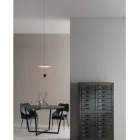 Aluminum Suspension Lamp with White Plate and Black Cone - Padel Viadurini