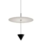 Aluminum Suspension Lamp with White Plate and Black Cone - Padel Viadurini