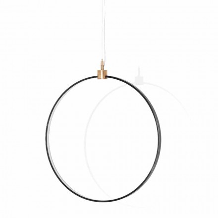 Suspension Lamp in Black Aluminum and Natural Brass Made in Italy - Norma Viadurini