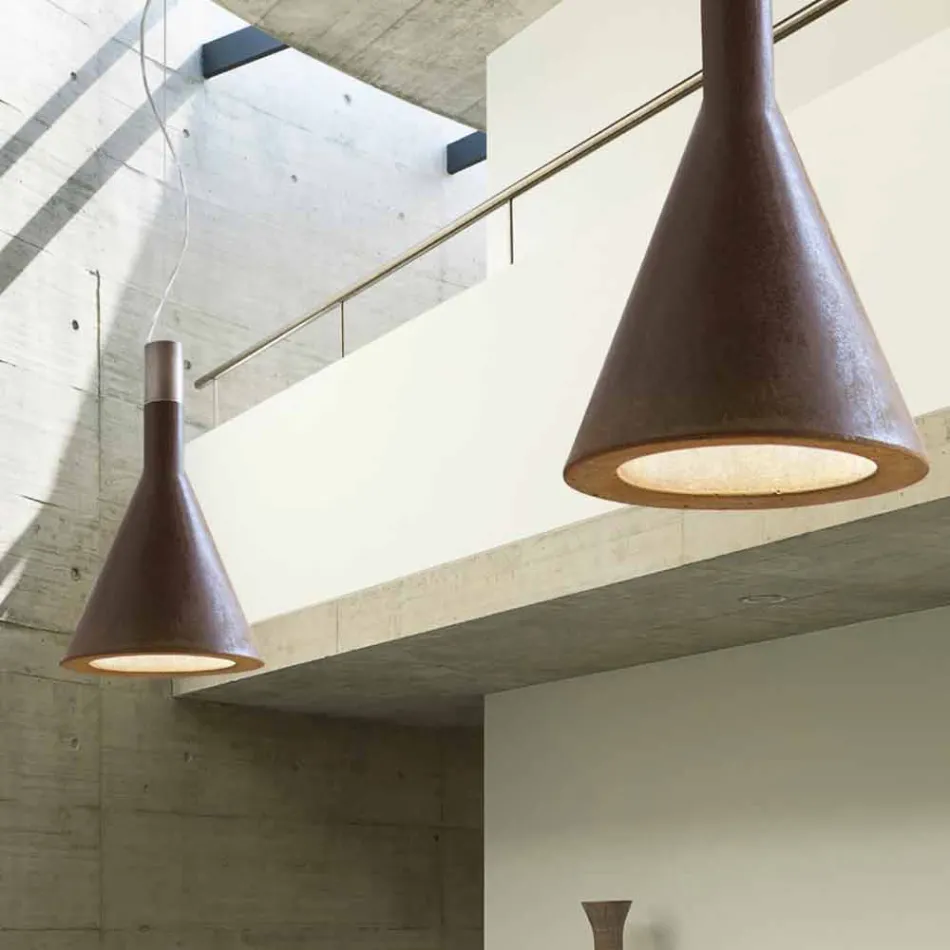 Hanging lamp in concrete Funnel Aldo Bernardi Viadurini