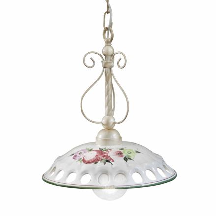Handcrafted Ceramic Suspension Lamp with Passanastri - Naples Viadurini