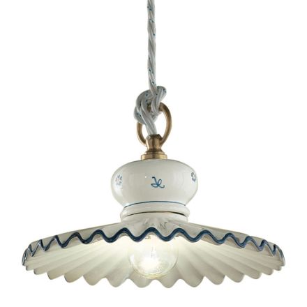 Hand-Decorated Artisan Ceramic Suspension Lamp - Rome Viadurini