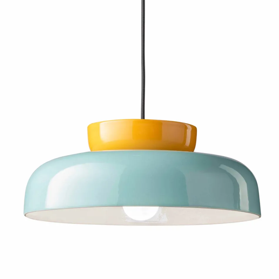 Suspension Lamp in Bicolor Ceramic Made in Italy - Corcovado Viadurini
