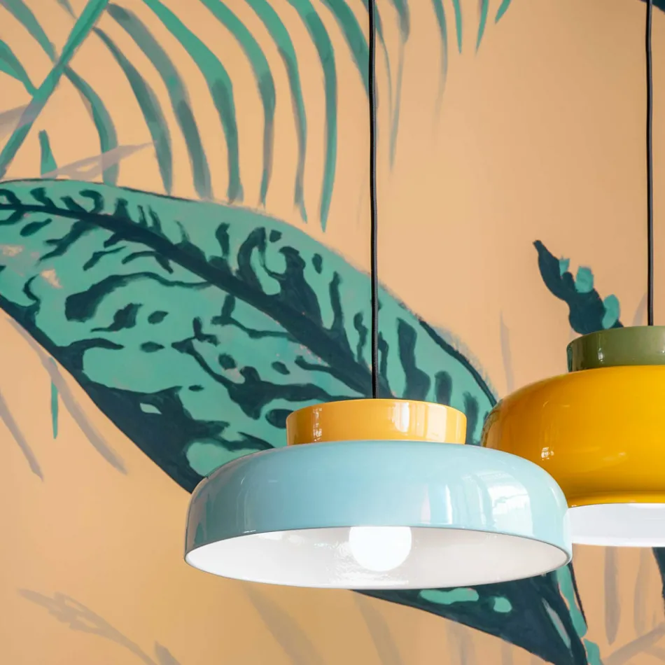 Suspension Lamp in Bicolor Ceramic Made in Italy - Corcovado Viadurini