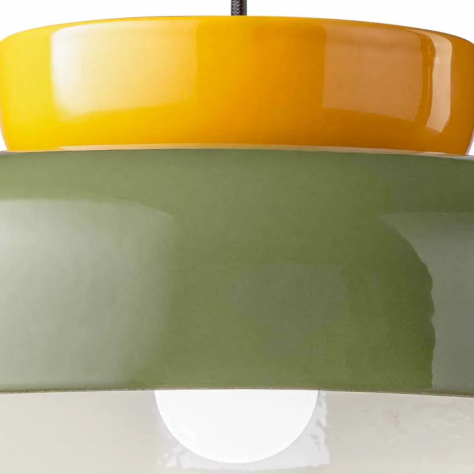 Suspension Lamp in Bicolor Ceramic Made in Italy - Corcovado Viadurini