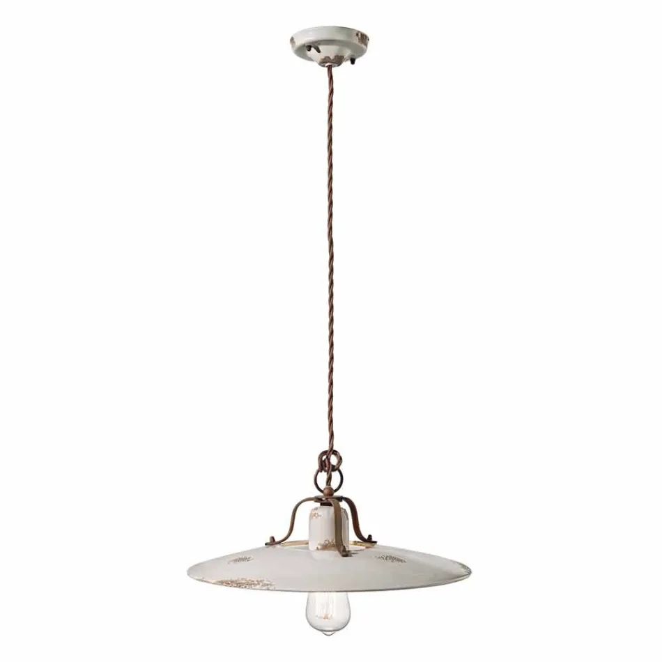 Lamp ceramic suspension and metal Emily country Ferroluce Viadurini