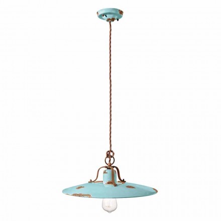 Lamp ceramic suspension and metal Emily country Ferroluce Viadurini