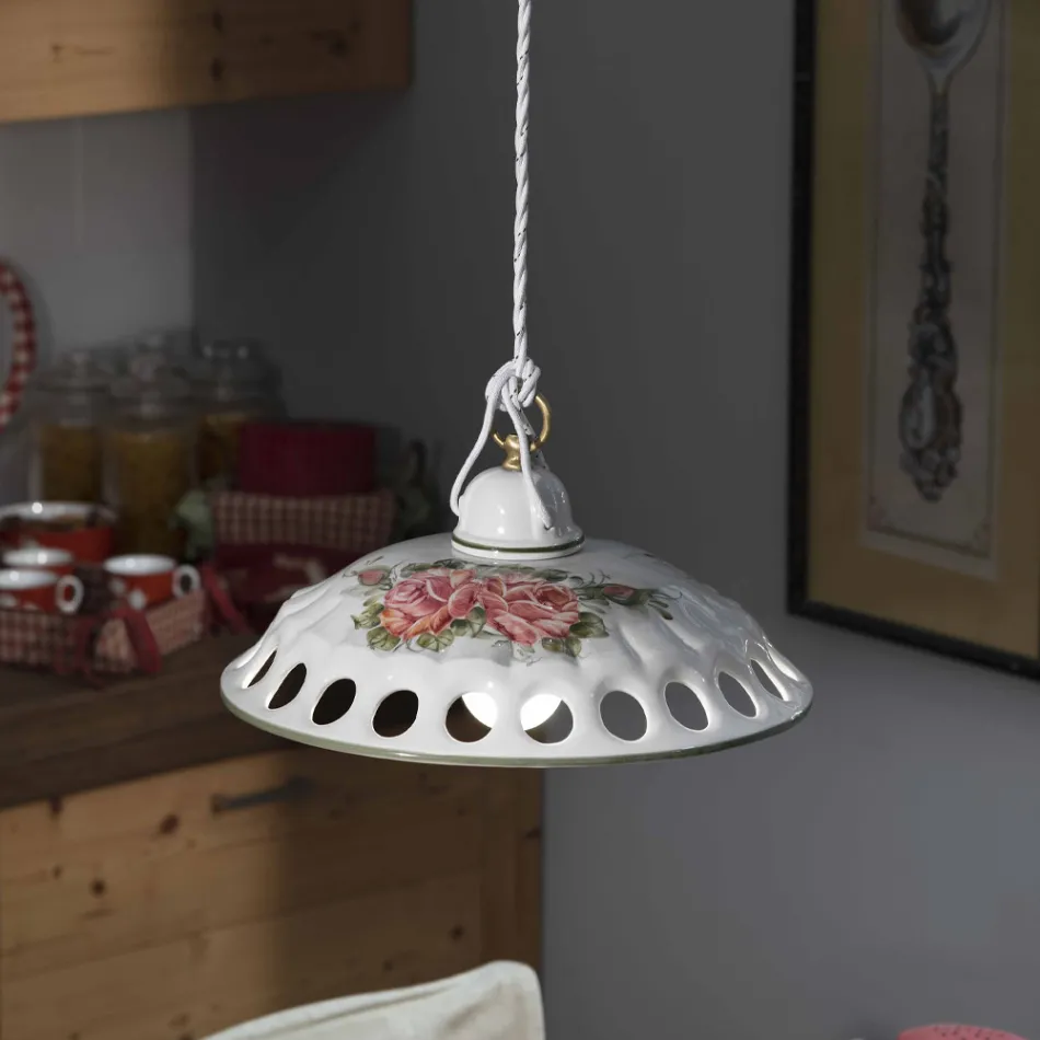 Handmade Ceramic Suspension Lamp with Passanastri - Naples Viadurini