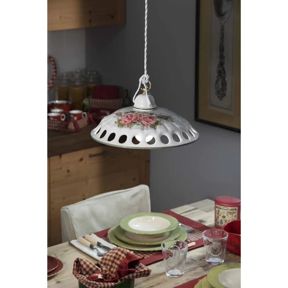 Handmade Ceramic Suspension Lamp with Passanastri - Naples Viadurini