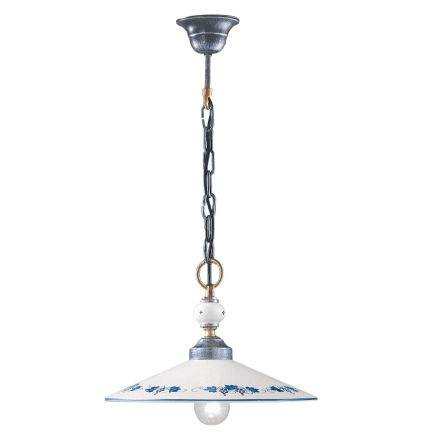 Handmade Ceramic and Vintage Iron Pendant Lamp - Asti Viadurini