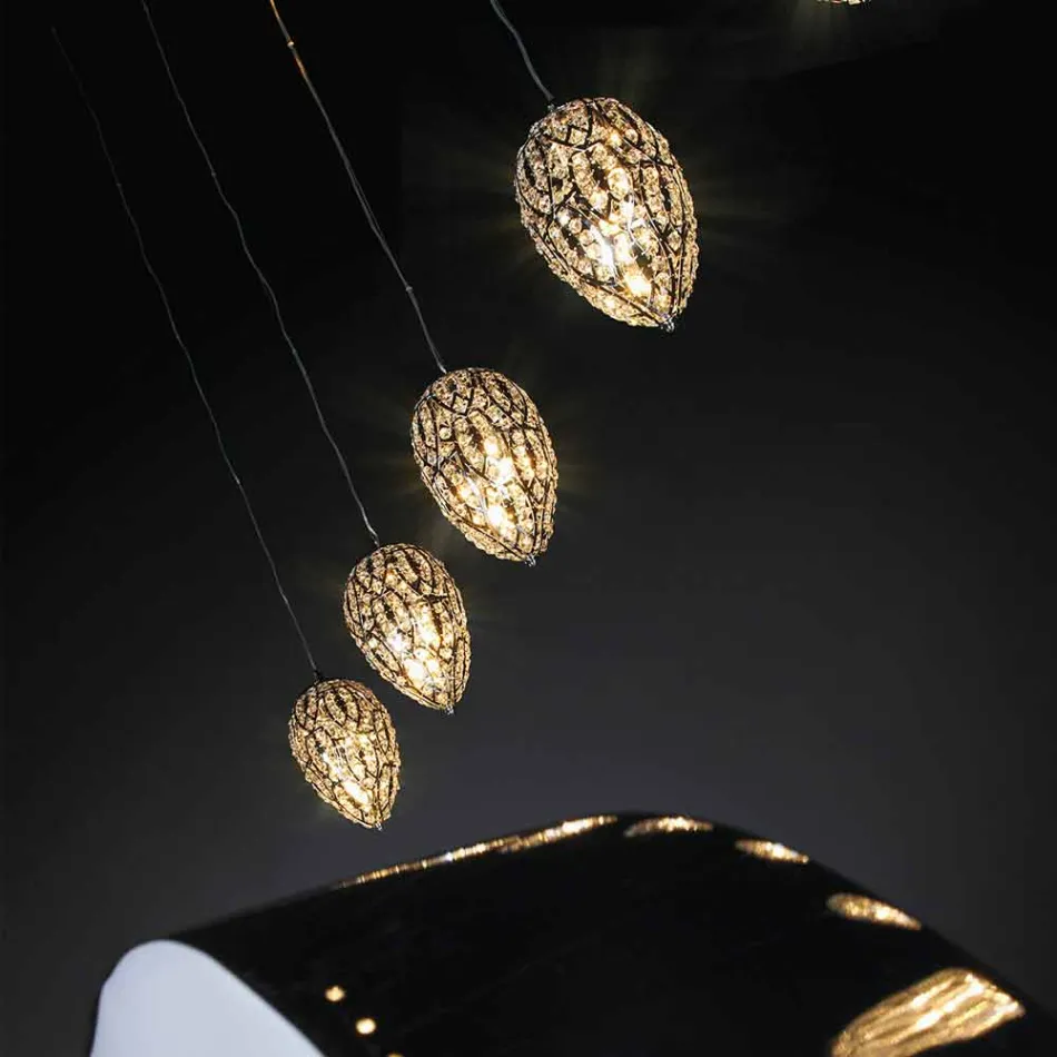 Hanging lamp in glass and steel in the shape of Egg Egg Viadurini