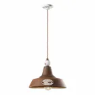 Lamp antique iron suspension and ceramic Teresa Ferroluce Viadurini
